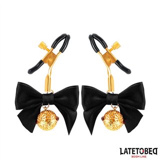 Nipple clamps with Bow Black - 8436615009732 - Teknashop Ltd