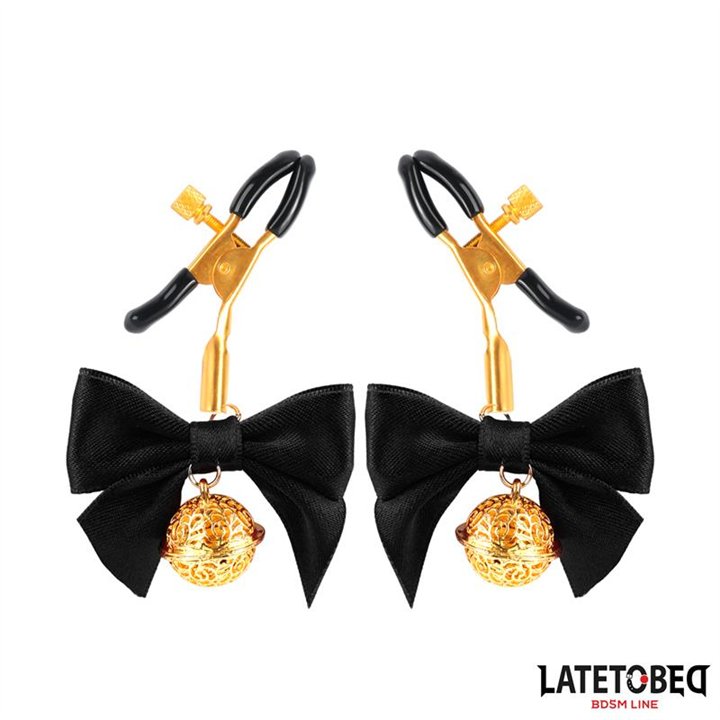 Nipple clamps with Bow Black - 8436615009732 - Teknashop Ltd