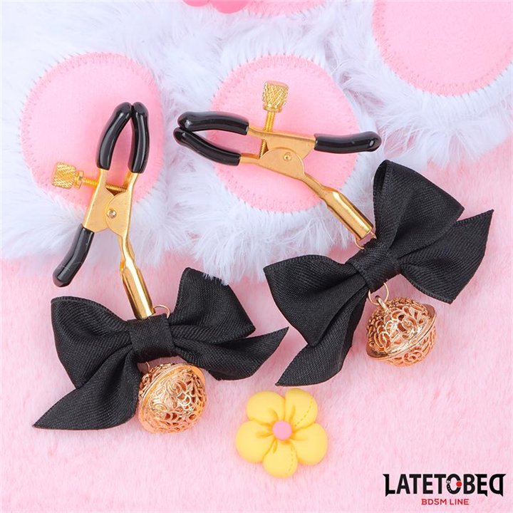 Nipple clamps with Bow Black - 8436615009732 - Teknashop Ltd