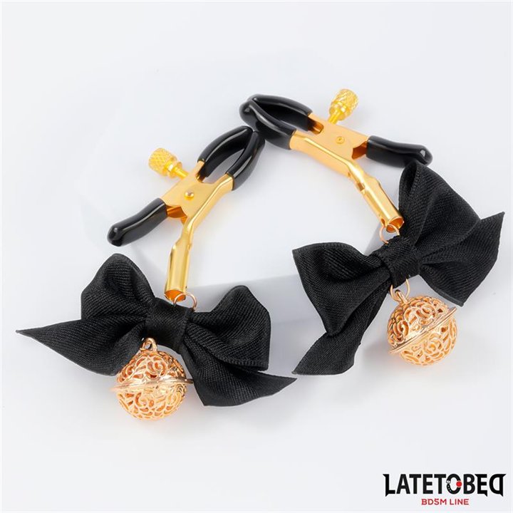 Nipple clamps with Bow Black - 8436615009732 - Teknashop Ltd