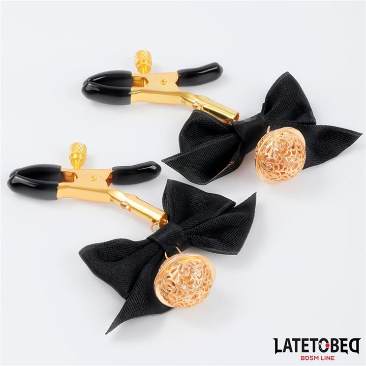 Nipple clamps with Bow Black - 8436615009732 - Teknashop Ltd