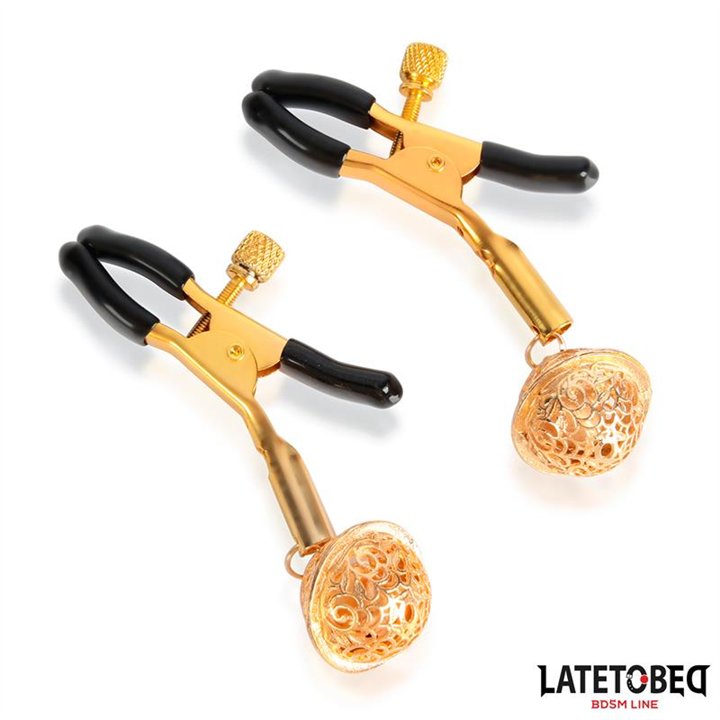 Nipple Clamps with Bell Black and Gold - 8436615009718 - Teknashop Ltd