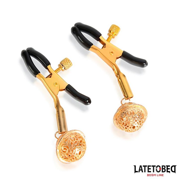 Nipple Clamps with Bell Black and Gold - 8436615009718 - Teknashop Ltd