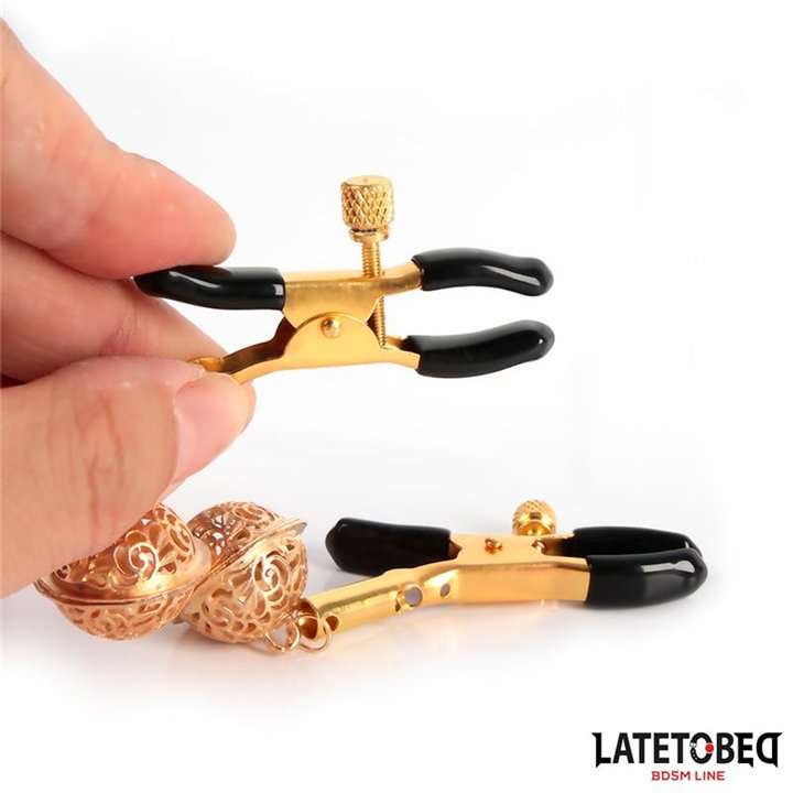 Nipple Clamps with Bell Black and Gold - 8436615009718 - Teknashop Ltd