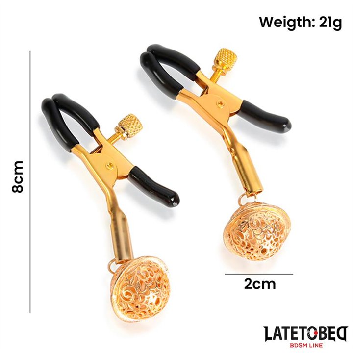 Nipple Clamps with Bell Black and Gold - 8436615009718 - Teknashop Ltd