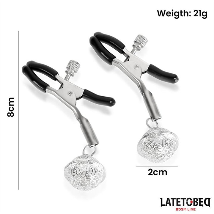 Nipple Clamps with Bell Silver and Black - 8436615009701 - Teknashop Ltd