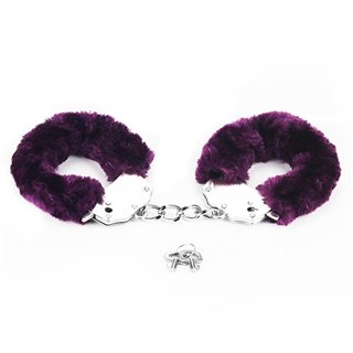 Furry Metal Handcuffs Purple - LO-LV1501-PU - Teknashop Ltd