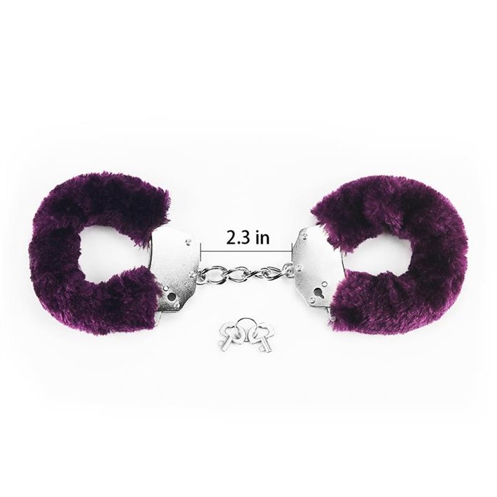 Furry Metal Handcuffs Purple - LO-LV1501-PU - Teknashop Ltd