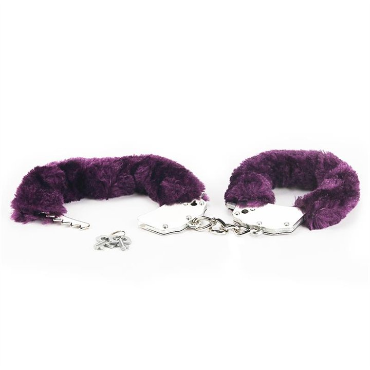 Furry Metal Handcuffs Purple - LO-LV1501-PU - Teknashop Ltd