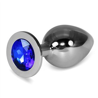 Metal Butt Plug RoseBud Classic with Darkblue Jewel Size L - LO-RO-SL-DK - Teknashop Ltd
