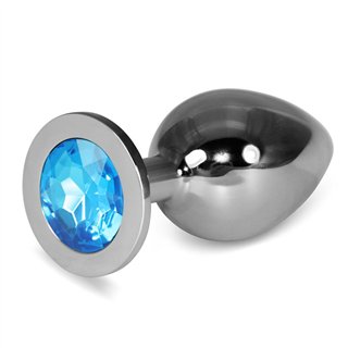 Metal Butt Plug RoseBud Classic with Blue Jewel Size L - LO-RO-SL-B - Teknashop Ltd