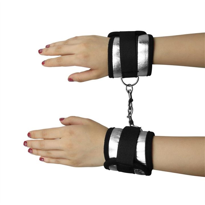 Velcro Handcuffs  Black and Silver - LO-LV1535 - Teknashop Ltd