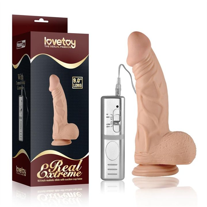 Dildo Real Extreme Dildo with Vibration 9 Flesh - LO-350043-1 - Teknashop Ltd