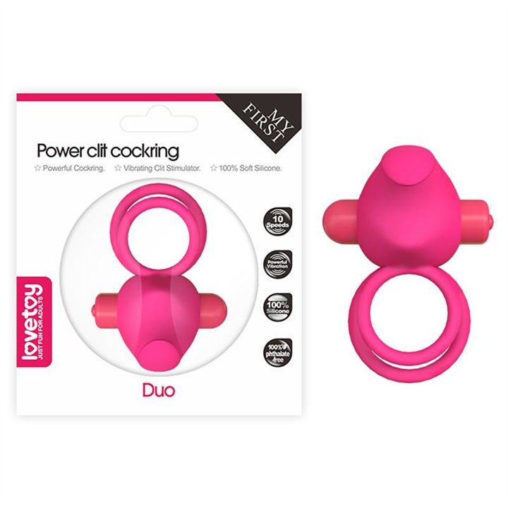 Double Vibrating Cockring Power Clit Duo Pink - LO-LV1427-P - Teknashop Ltd