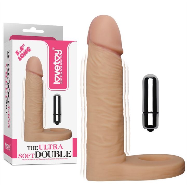 Dildo The Ultra Soft Double with Vibration 5.8 Flesh - LO-LV1131 - Teknashop Ltd