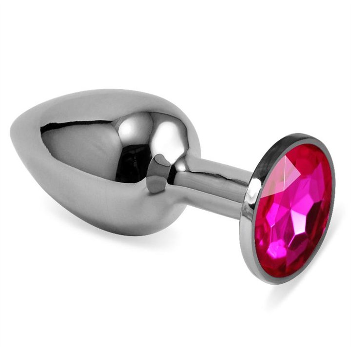 Butt Plug Silver Rosebud Classic with Fuchsia Jewel Size S - LO-RO-SS-F - Teknashop Ltd
