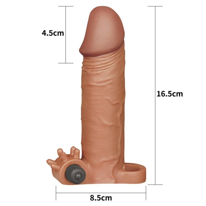 Penis Sleeve with Vibration Add 2 Pleasure X Tender Brown - LO-LV1062 - Teknashop Ltd