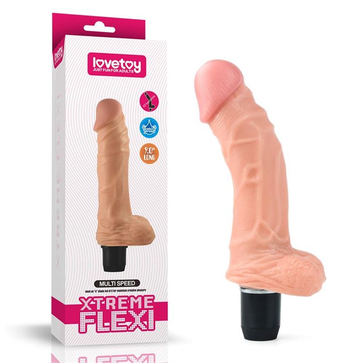Dildo Flexi 9 with Vibration Flesh - LO-LV1011 - Teknashop Ltd