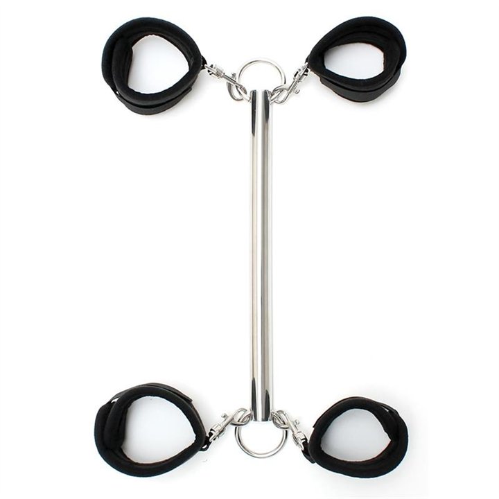 Spreader Bar with Detachable 4 Cuffs Black - R8147 - Teknashop Ltd