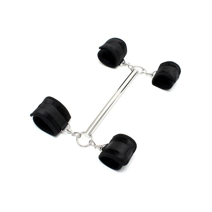 Spreader Bar with Detachable 4 Cuffs Black - R8147 - Teknashop Ltd