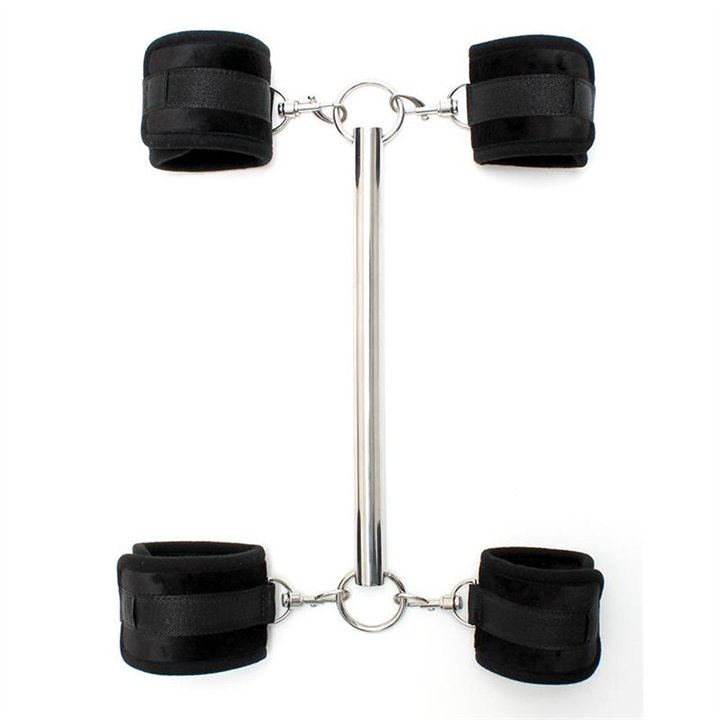 Spreader Bar with Detachable 4 Cuffs Black - R8147 - Teknashop Ltd