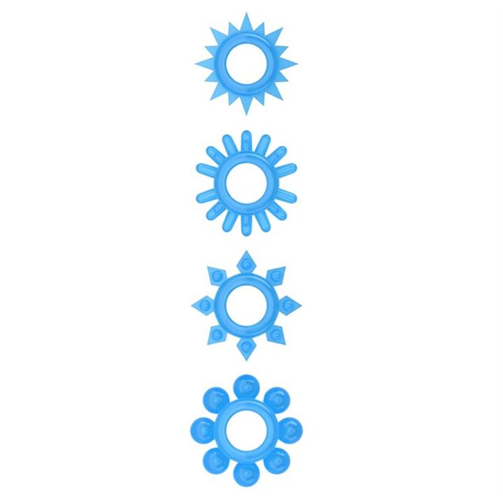 Lumino Play Set 4 Penis Ring Blue Light - LO-LV343011 - Teknashop Ltd