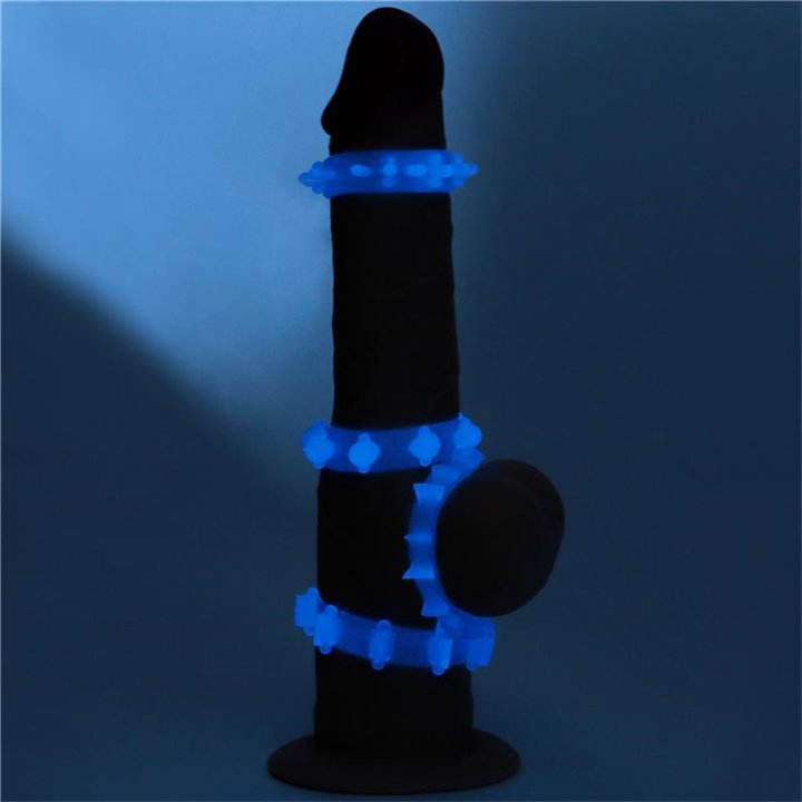 Lumino Play Set 4 Penis Ring Blue Light - LO-LV343011 - Teknashop Ltd