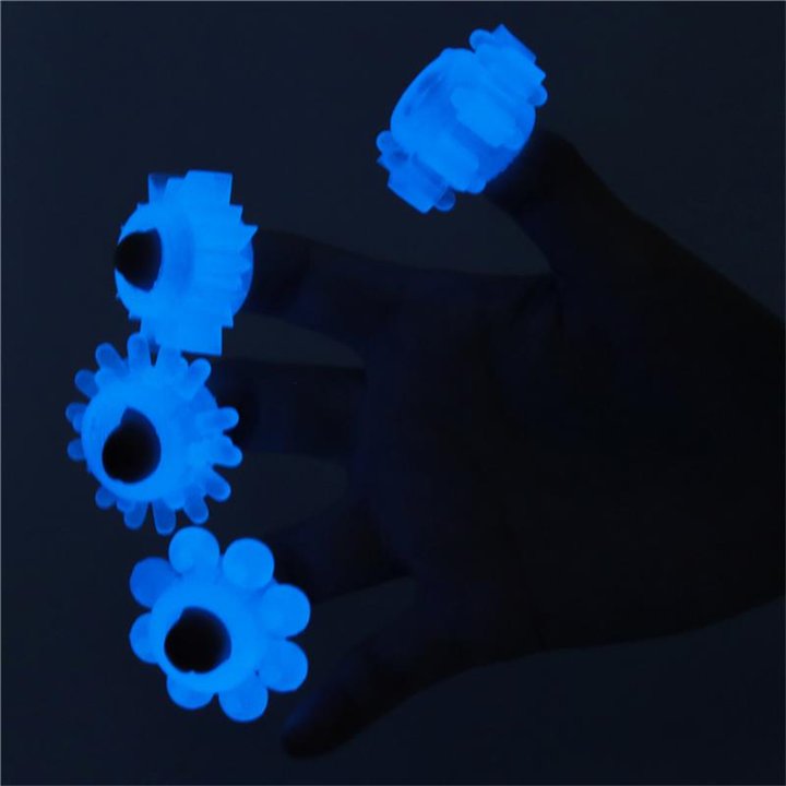 Lumino Play Set 4 Penis Ring Blue Light - LO-LV343011 - Teknashop Ltd