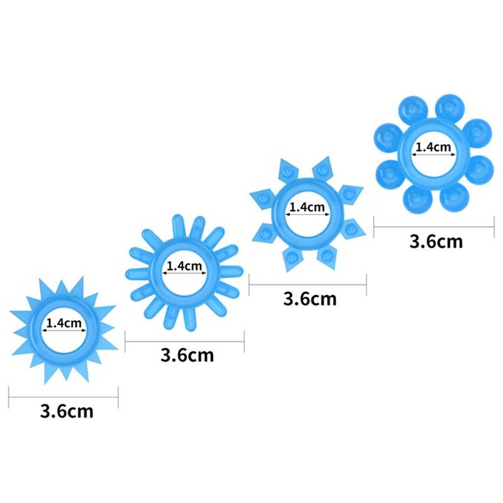 Lumino Play Set 4 Penis Ring Blue Light - LO-LV343011 - Teknashop Ltd
