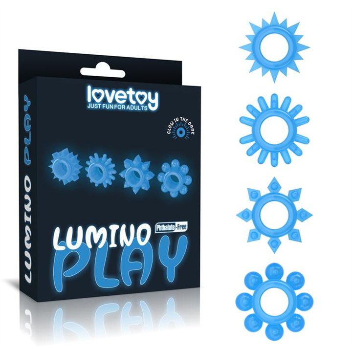 Lumino Play Set 4 Penis Ring Blue Light - LO-LV343011 - Teknashop Ltd