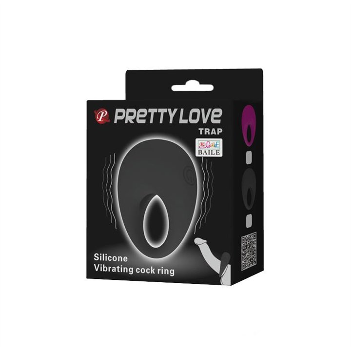 Pretty Love Vibrating Cock Ring Trap Black - BI-210140 - Teknashop Ltd