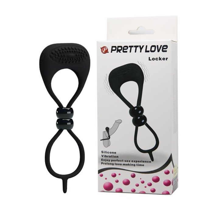 Pretty Love Vibrating Cock Ring Locker Black - BI-210149 - Teknashop Ltd