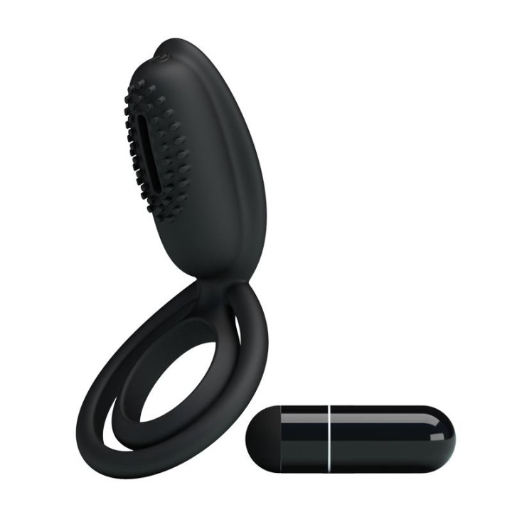 Pretty Love Vibrating Cock Ring Esther Black - BI-026218 - Teknashop Ltd