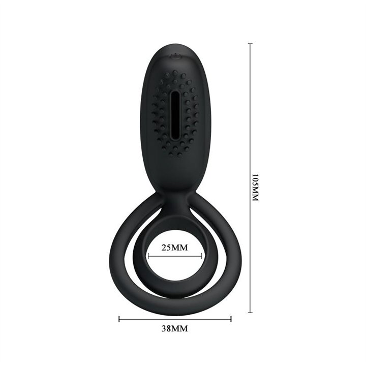 Pretty Love Vibrating Cock Ring Esther Black - BI-026218 - Teknashop Ltd