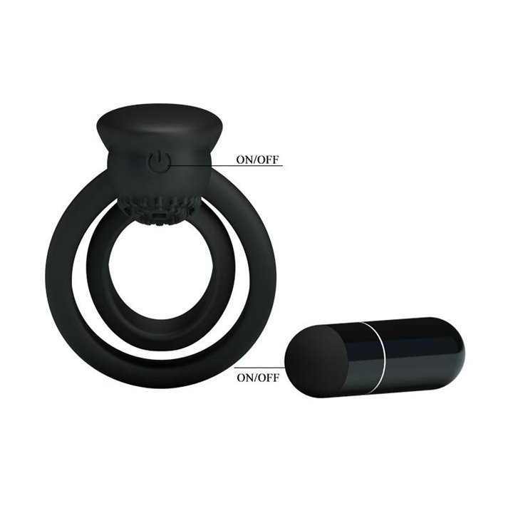 Pretty Love Vibrating Cock Ring Esther Black - BI-026218 - Teknashop Ltd
