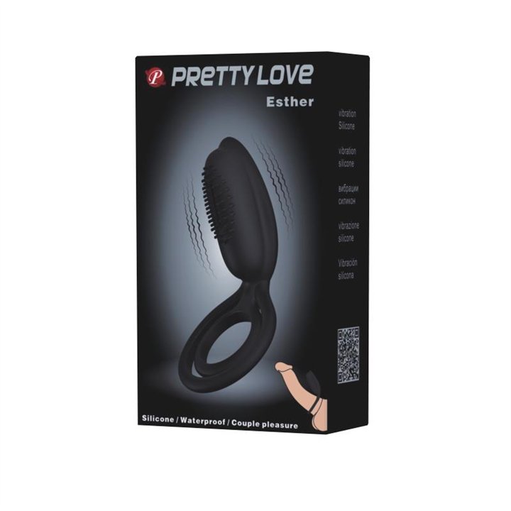 Pretty Love Vibrating Cock Ring Esther Black - BI-026218 - Teknashop Ltd