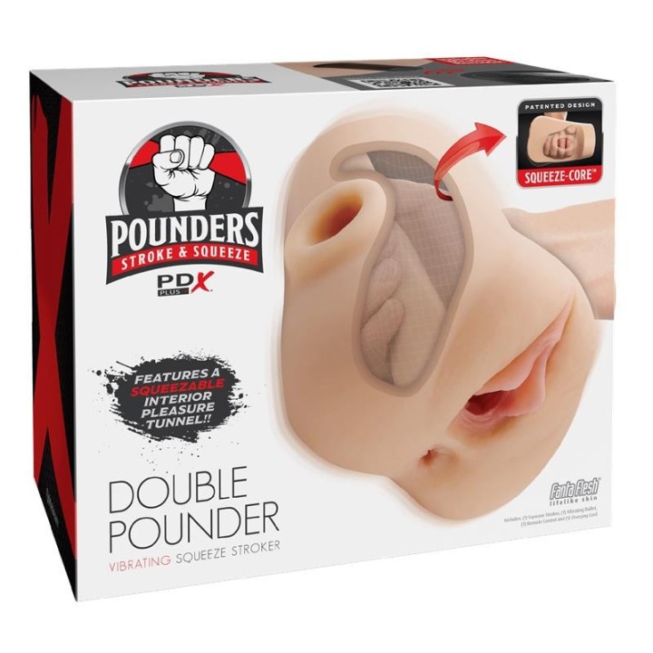 Double Pounder Vibrating Squeeze Stroker - RD-434-21 - Teknashop Ltd