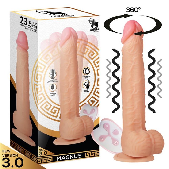 Magnus 3.0 Realistic Vibrating and Rotating Dildo Remote Control Liquid Silicone - IN-043 - Teknashop Ltd
