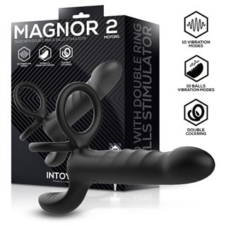 Magnor Dildo with Double Ring and Balls Stimulator - U-232 - Teknashop Ltd