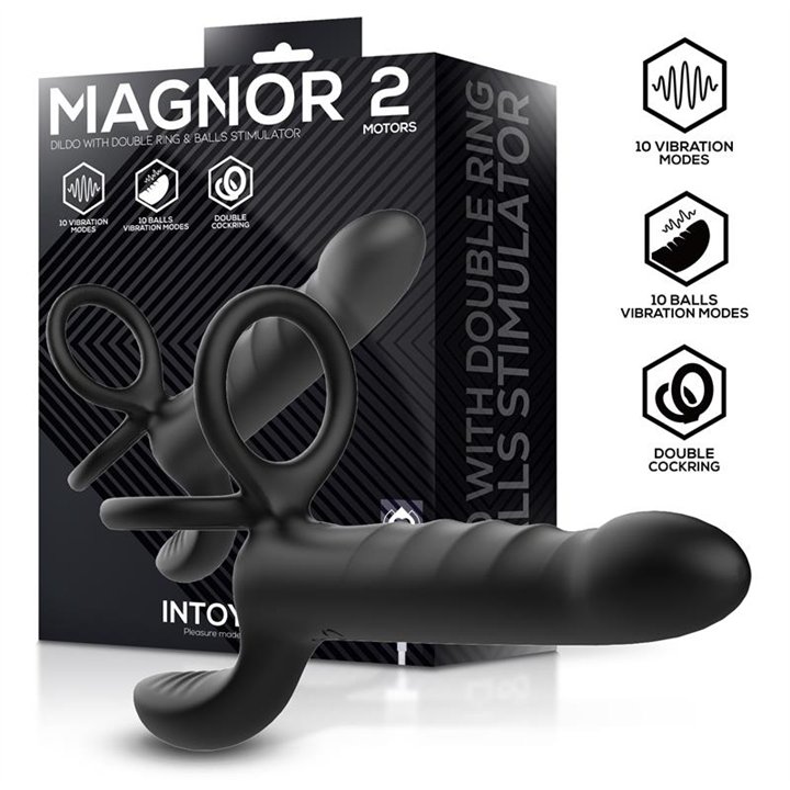 Magnor Dildo with Double Ring and Balls Stimulator - U-232 - Teknashop Ltd
