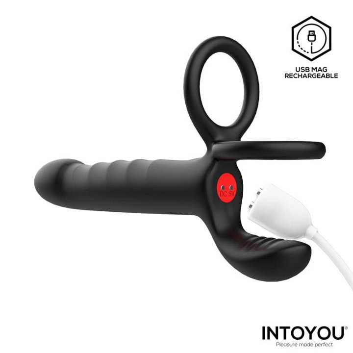 Magnor Dildo with Double Ring and Balls Stimulator - U-232 - Teknashop Ltd