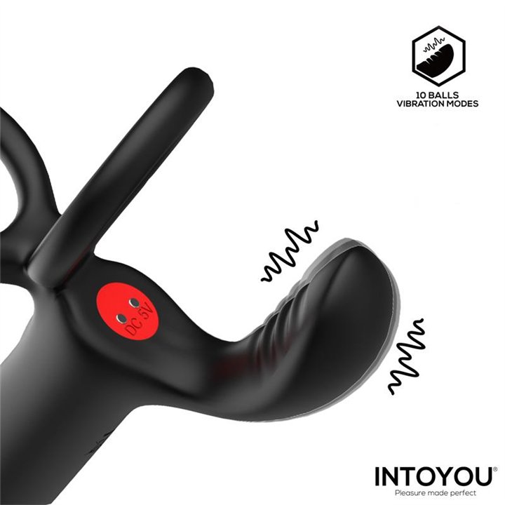 Magnor Dildo with Double Ring and Balls Stimulator - U-232 - Teknashop Ltd