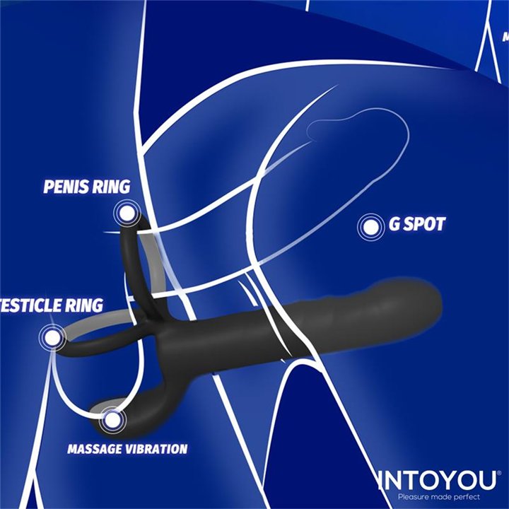 Magnor Dildo with Double Ring and Balls Stimulator - U-232 - Teknashop Ltd