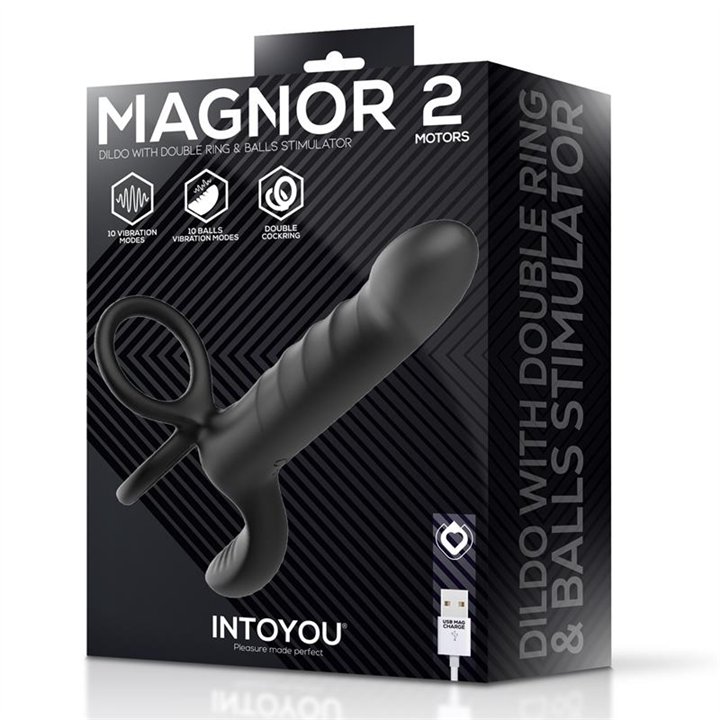 Magnor Dildo with Double Ring and Balls Stimulator - U-232 - Teknashop Ltd