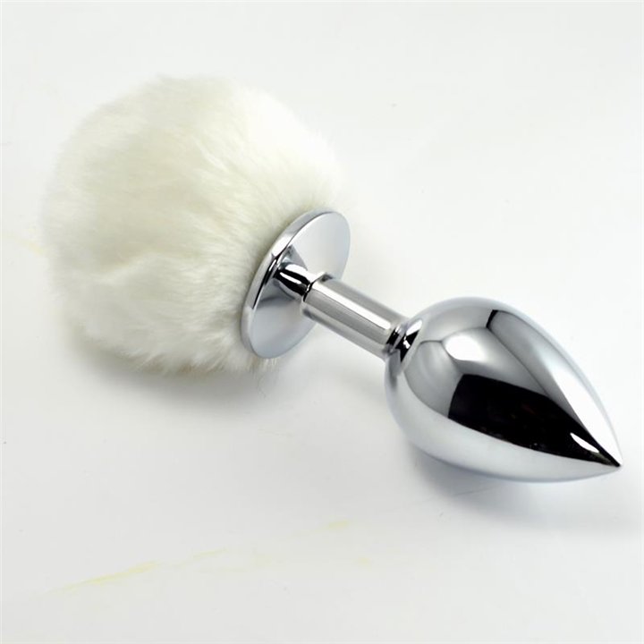 Metal Butt Plug qwith White Blanco Size S - LO-RO-L024S-W - Teknashop Ltd