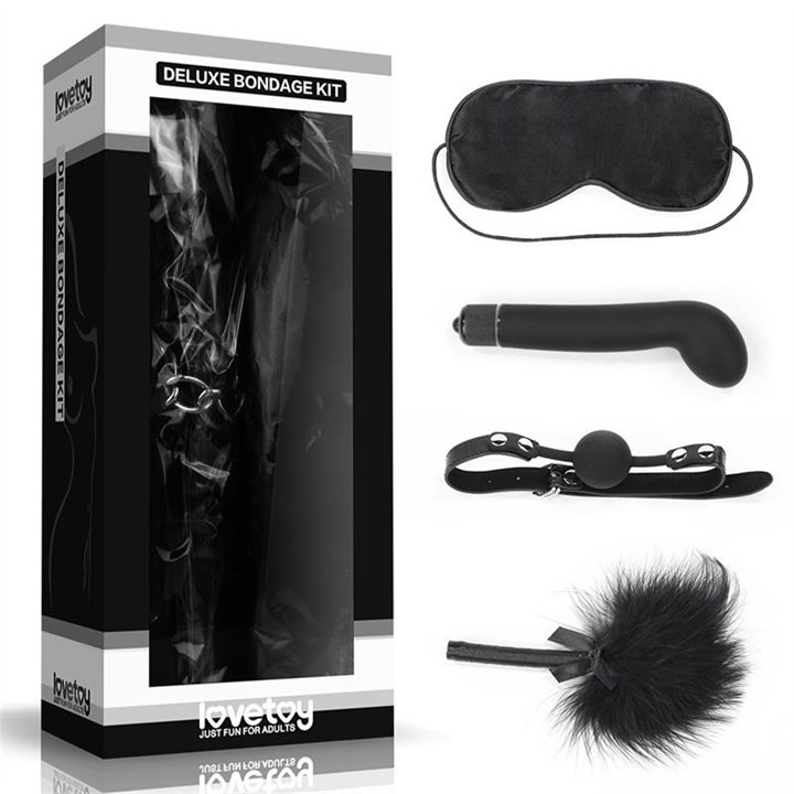 Bondage Kit Deluxe with Vibrator Black - LO-SM1013 - Teknashop Ltd