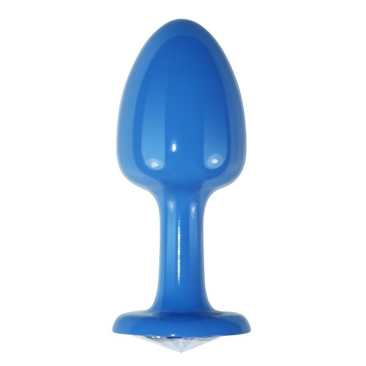 Metal Butt Plug Blue Rosebud with Clear Jewel - LO-LV5402-C - Teknashop Ltd