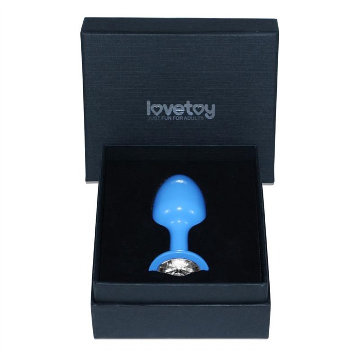 Metal Butt Plug Blue Rosebud with Clear Jewel - LO-LV5402-C - Teknashop Ltd