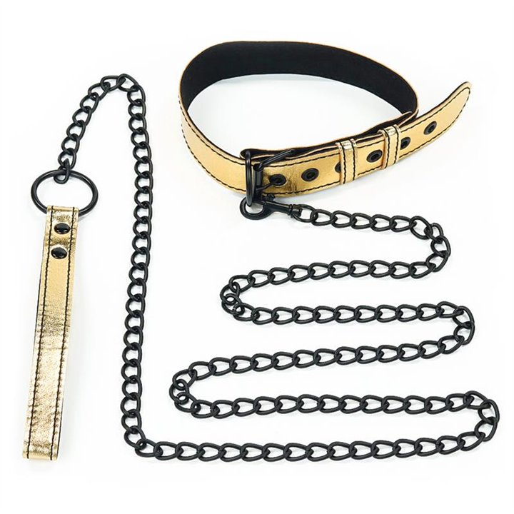 Collar with Leash Bondage Gold - LO-LV761004 - Teknashop Ltd