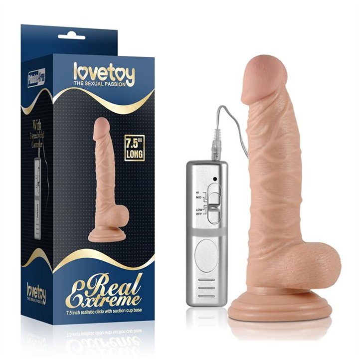 Dildo Real Extreme with Vibration 7.5 Flesh - LO-350046-1 - Teknashop Ltd